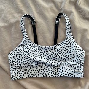 dalmatian print sports bra